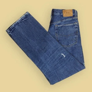 Polo Ralph Lauren Paint Splattered Blue Denim Vintage Classic Fit Jeans 32 - Foto 1 di 8