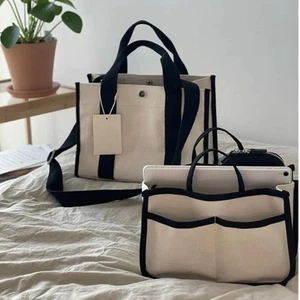 Square Shape Simple Crossbody Bag Solid Color Canvas Shoulder Bag Mommy bag - Picture 1 of 5