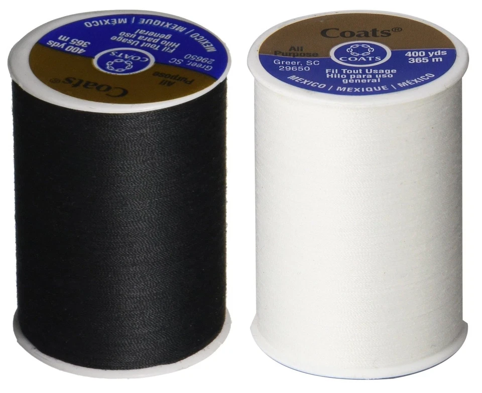 2-Pack - BLACK  WHITE - Coats  Clark Dual Duty All-Purpose Thread - One 400 - Image 1 of 1