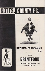 NOTTS COUNTY v BRENTFORD ~ 26 OCTOBER 1968 ~ 4TH DIVISION FOOTBALL PROGRAMME - Picture 1 of 1