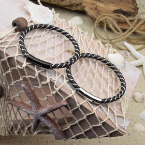 ❦ Armband NOAH | 6mm Lederband mit Edelstahlfäden | Magnetverschluß | 99 ❦ - Bild 1 von 3