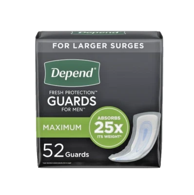 Protectores para incontinencia Depend/almohadillas de control de la vejiga para hombres absorción máxima 104ct Foto 1 de 2