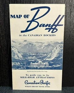 1950s MAP OF BANFF IN CANADIAN ROCKIES Vintage Brochure CANADIAN PACIFIC - Bild 1 von 3