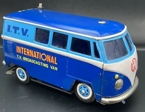 Gakken Toy Van Tin Litho International TV Broadcasting Volkswagen VW Resto Proj - Picture 1 of 17