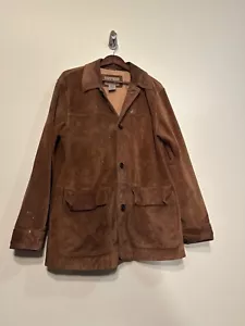 Vtg L.L. Bean Suede Brown Genuine Leather Barn Chore Coat Jacket Men’s Size L - Picture 1 of 14
