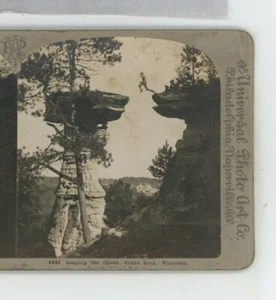 Leaping Chasm Stand Rock Wisconsin WI EE. UU. Universal Stereoview - Imagen 1 de 2
