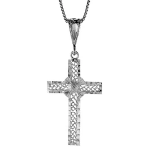 925 Sterling Silver Large Fancy Filigree Cross Pendant 1 3/8 Inch Tall (35mm) - Picture 1 of 1