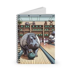 Spiral Notizbuch linierte Linie Flusspferde an der Kegelbahn Design 1, Geschenk - Bild 1 von 6
