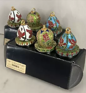 Bombay Hors D'oeuvre Identifiers Card Holders stands Enamel Cloisonne 2 sets - Picture 1 of 13