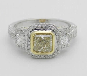 5CT Princess Cut Moissanite Halo Wedding Engagement Ring 14k Two Tone Gold Plate - Picture 1 of 5