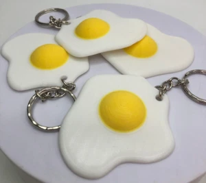 Fried Egg Keyring / Novelty Fried Egg Keyring / Fried Egg Bag Charm / Fried Egg - Picture 1 of 8