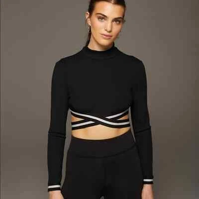 Michi Black Apex Ribbed Long Sleeve Top-M - Image 1 of 4