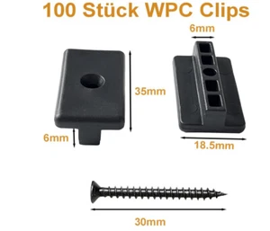 100 Stück Terrassenclips 6mm + Schrauben 30mm (Schwarz),Versteckte Befestigung - Bild 1 von 7