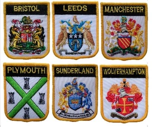 England Town & City Shield Embroidered Patches - Picture 1 of 30