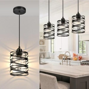 3 Pack Pendant Lights with Clear Glass Shade, Suitable for Black Spiral Cage - Picture 1 of 13