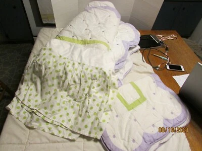 3 PC POTTERY BARN KIDS COMFORTER SET LAVENDER PURPLE DUST RUFFLE SHAM TWIN - Image 1 of 4