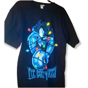 VINTAGE NWT Dead stock Tasmanian Devil "I'll Deck Your Halls" Looney Tunes sz L - Picture 1 of 10