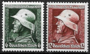 Alemania Tercer Reich 1935 Mi# 569-570 MNH Día del Héroe de Guerra ** - Imagen 1 de 1