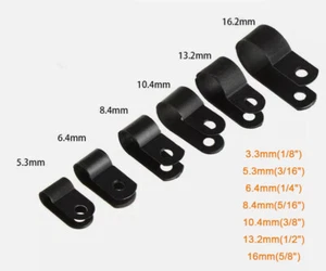 3.3mm-19mm Black Nylon P Cable Clamp Clip Tubing Sleeve Wire Loop Fixer Fastener - Picture 1 of 16