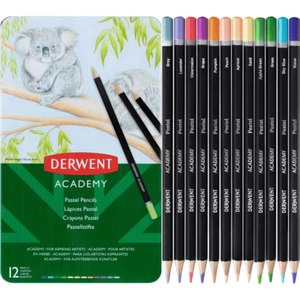 NEW 12x Derwent Academy Pastel Coloured Pencils Tin Set - Picture 1 of 3