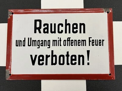 Rauchen …. verboten! altes Emailschild um 1960 - Bild 1 von 4