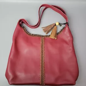 The Sak Women's Huntley Leather Hobo Shoulder Tote Bag Double Strap Crimson Red - Picture 1 of 15