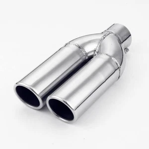 Dual 2 1/4 inch Outlet 2 inch In 10 Long Bolt-on Exhaust Tip 304 Stainless Steel - Picture 1 of 5