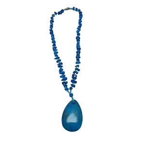 Collana blu stile sud ovest con finta goccia turchese 19" - Foto 1 di 7