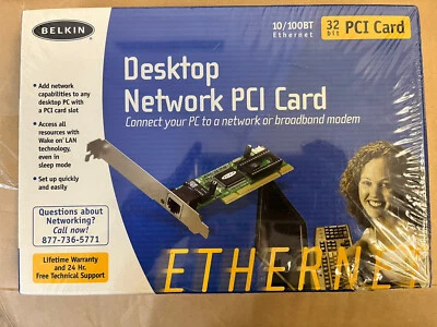 Belkin Desktop Network 32 Bit PCI Card 10/100BT Ethernet F5D5000 Sealed in Box - Image 1 of 4