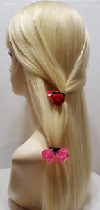 Clear pink elastic Scrunchies jumbo bead hair tie girl Ball Ponytail Holder - Picture 1 of 9