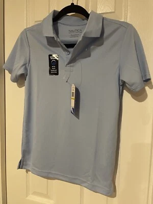 Nautica Boys Size M/10-12  Light Blue  School Uniform 2-Button Polo Shirt NWT - Image 1 of 4