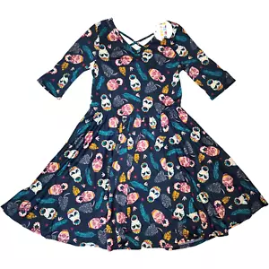 Dot Smile Girls 7 Navy bambola russa ballerina abito vortice foglie nuovo con etichette - Foto 1 di 4