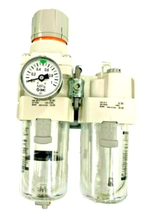 SMC AC40A-04G-A Filter Regulator + Lubricator FRL 1/2"  Manual Drain 5μm w Gauge - Picture 1 of 3