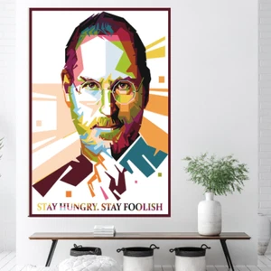 Steve Jobs Canvas Print Poster Wall Art, Pop Art Decor, Motivational Quote - Picture 1 of 8