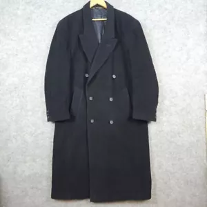 IL Telaio Men's Black Trench Coat Size R42 Double Breasted HEAVY Wool Cashmere - Picture 1 of 12