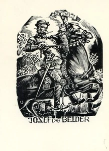 Libro Don Quijote, Quijote, impresión artística Ex libris de Peteris Upitis, Letonia, - Imagen 1 de 1