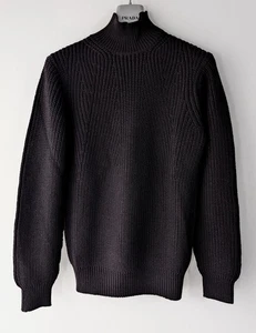 Cerruti 1881 Black Ribbed Knit Mock Turtle Neck Wool Jumper Size XXL €390 - Picture 1 of 7