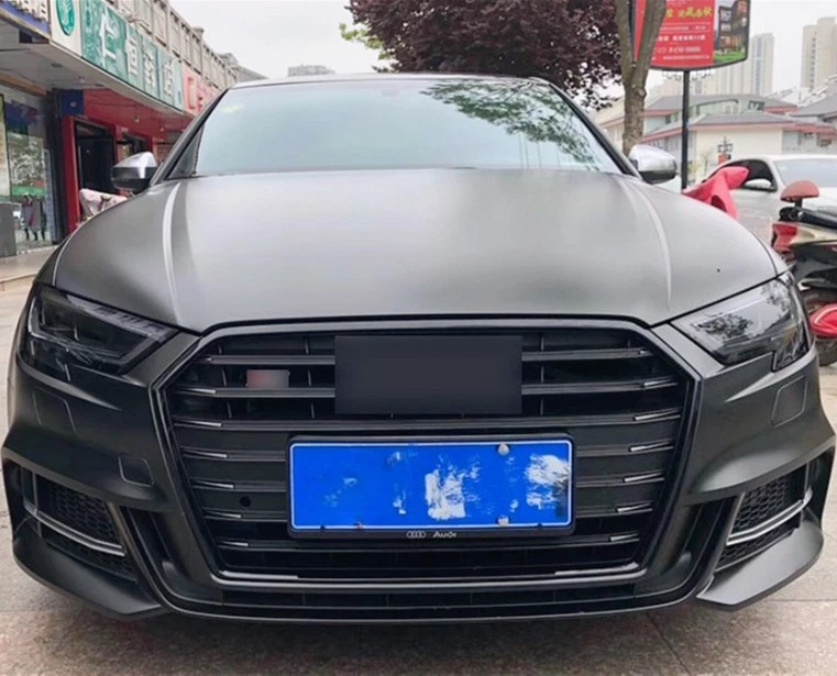 适用于奥迪 A3 S3 风格黑色条纹前保险杠格栅 2017 - 2018 - 2019 - 2020 — 第 1/4 张图片