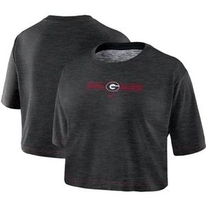 Georgia Bulldogs Nike Women's Slub Performance Crop Top T-Shirt - Black Size S - Picture 1 of 8