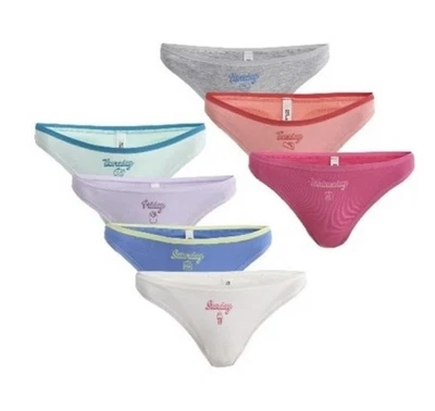 7-Pair NO BOUNDARIES Women’s XXXL (22) Thong Cotton Days Of The Week Underwear - Image 1 of 4
