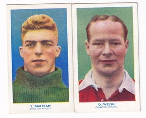 2 tarjetas de fútbol americano Hill 1939 Charlton Athletic Sam Bartram & Don Welsh - Imagen 1 de 1