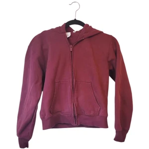 Aritzia Women's Red Perfect Fit Sweatfleece Zip Up Hoodie Size 2XS - Picture 1 of 7