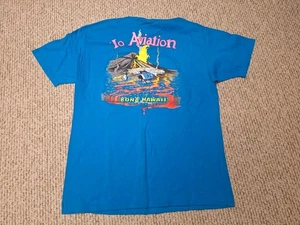 Vintage 90s Kona Hawaii Aviation Plane Flying Tropical Helicopters Shirt Surf  - Picture 1 of 5