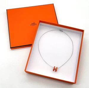 Autentica collana Hermes H Cube Cage d'Ash SV arancione viene fornita con scatola OT080007 - Foto 1 di 9