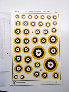 Almark 1:48 Scale Instructions & Decal Sheet RAF Type A1 Roundels 1938-45 - Picture 1 of 2