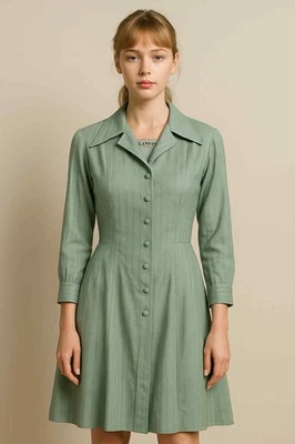 Vintage 80's Light Green LANVIN Dress sz. 10 Medium - Image 1 of 4