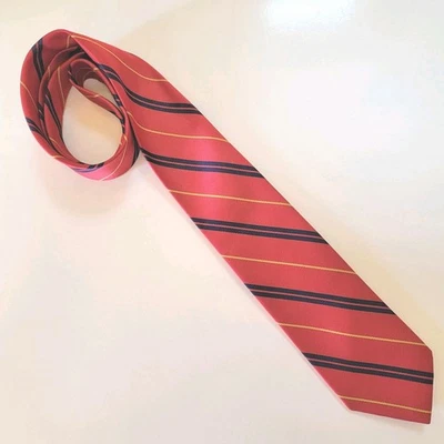 Corbata de colección ~Ketch~ para hombre ~ roja con rayas azul marino y dorado~ EE. UU.~USADA EN EXCELENTE ESTADO~3,25" x 56,5" Foto 1 de 4
