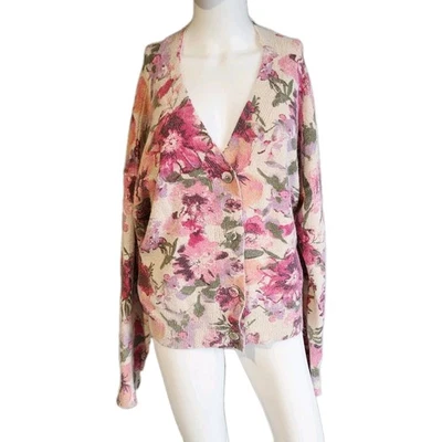 Небеса синий цветочный кардиган свитер размер L супер мягкий - Изображение 1 из 4