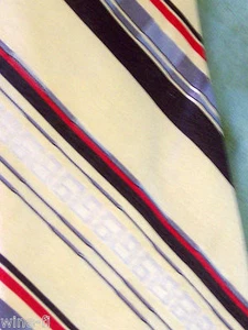 Tie Men's Silk Blend Hai Yan Neck Tie Red Yellow Brown White Stripes Narrow - Picture 1 of 3