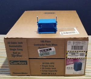 Carlon B120A Single Gang New Work Switch/Outlet Box - Quantity 100 - Picture 1 of 6